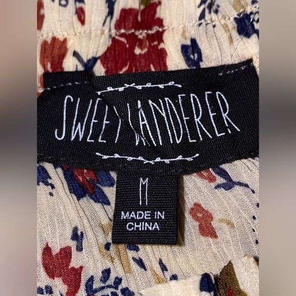 Sweet Wanderer Floral Babydoll Milkmaid Peasant Ruffle Top Women Size M Dainty - Picture 4 of 7